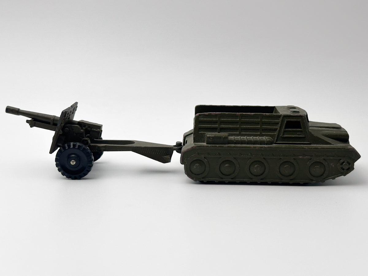 Vintage Soviet Diecast Military Toy Tractor with Anti-Tank Gun USSR 1980s | Tula Cartridge Works TPZ