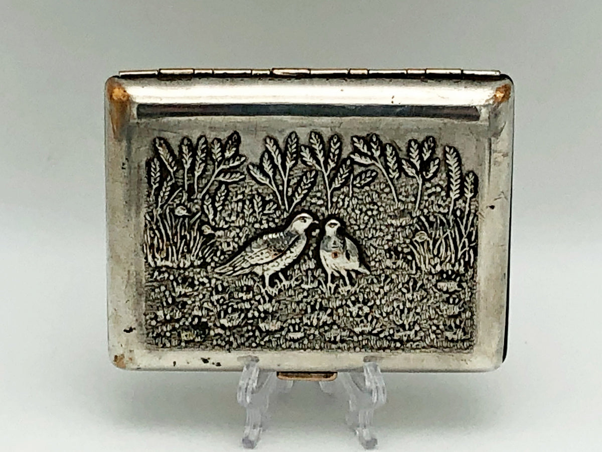 Vintage "Hunters at Rest" Soviet Cigarette Case | Rare Perov Painting USSR Embossed Metal Tobacciana Hunting Souvenir