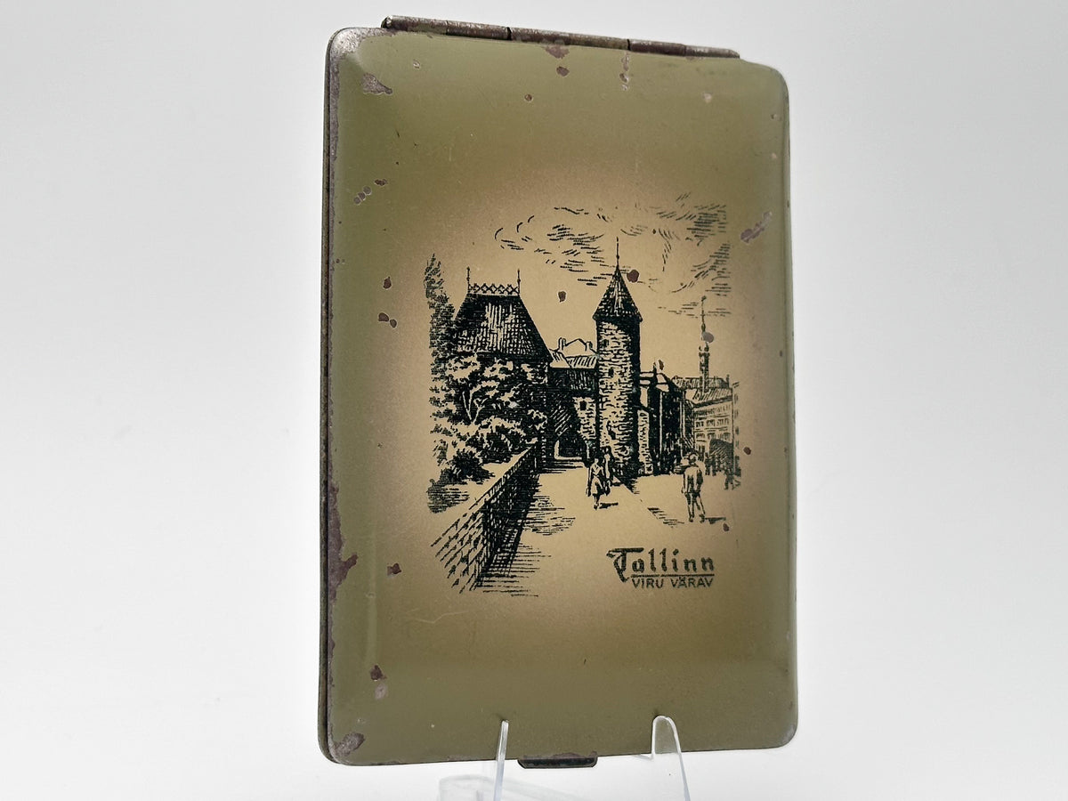 Vintage "Tallinn Viru Varav" Soviet Cigarette Case | Estonia Viru Gate Souvenir Metal Tobacciana Travel Collectible