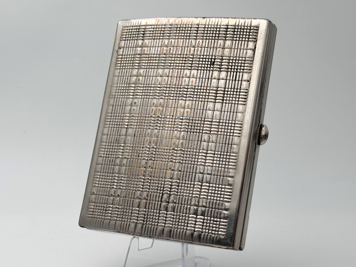 Vintage Art Deco Plaid Grid Cigarette Case | Odessa Sanitas Artel Pocket Box Soviet Tobacciana USSR