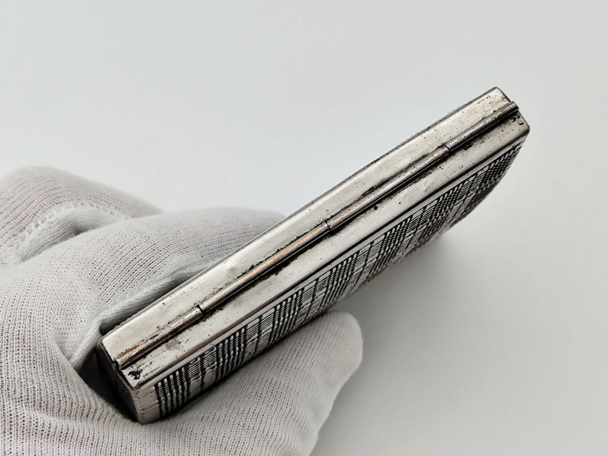 Vintage Art Deco Checkered Cigarette Case | Odessa Sanitas Artel Pocket Box Soviet Tobacciana USSR