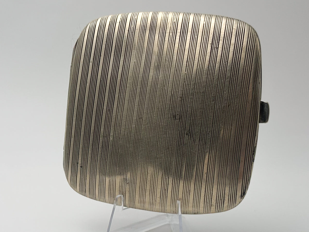 Ladies Cigarette Case Alpacca Vintage | Art Deco Ribbed Pattern Tobacciana