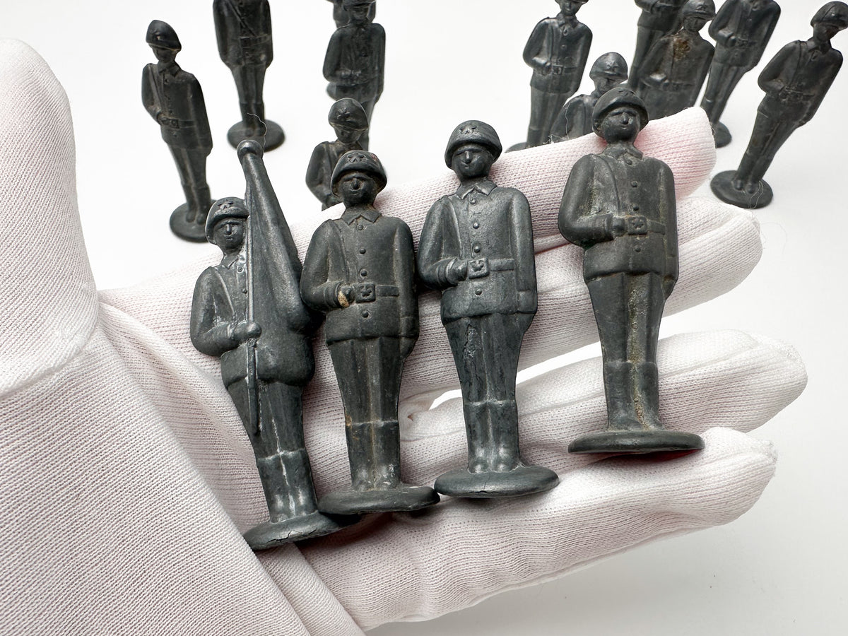 Vintage Soviet Metal Toy Soldiers "Stolbiki" Army Lot | USSR Cast Figures Parade Set of 15