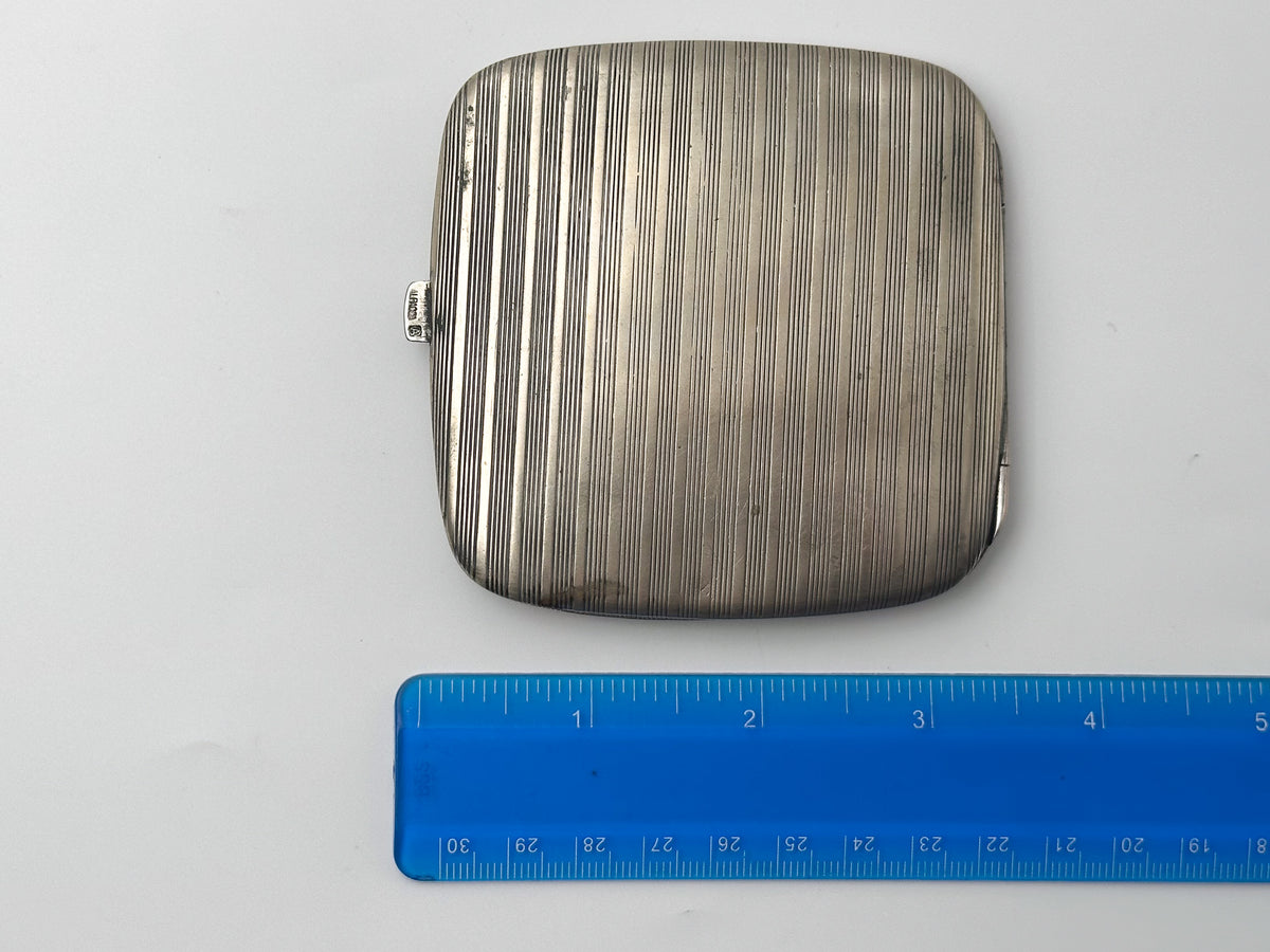 Ladies Cigarette Case Alpacca Vintage | Art Deco Ribbed Pattern Tobacciana