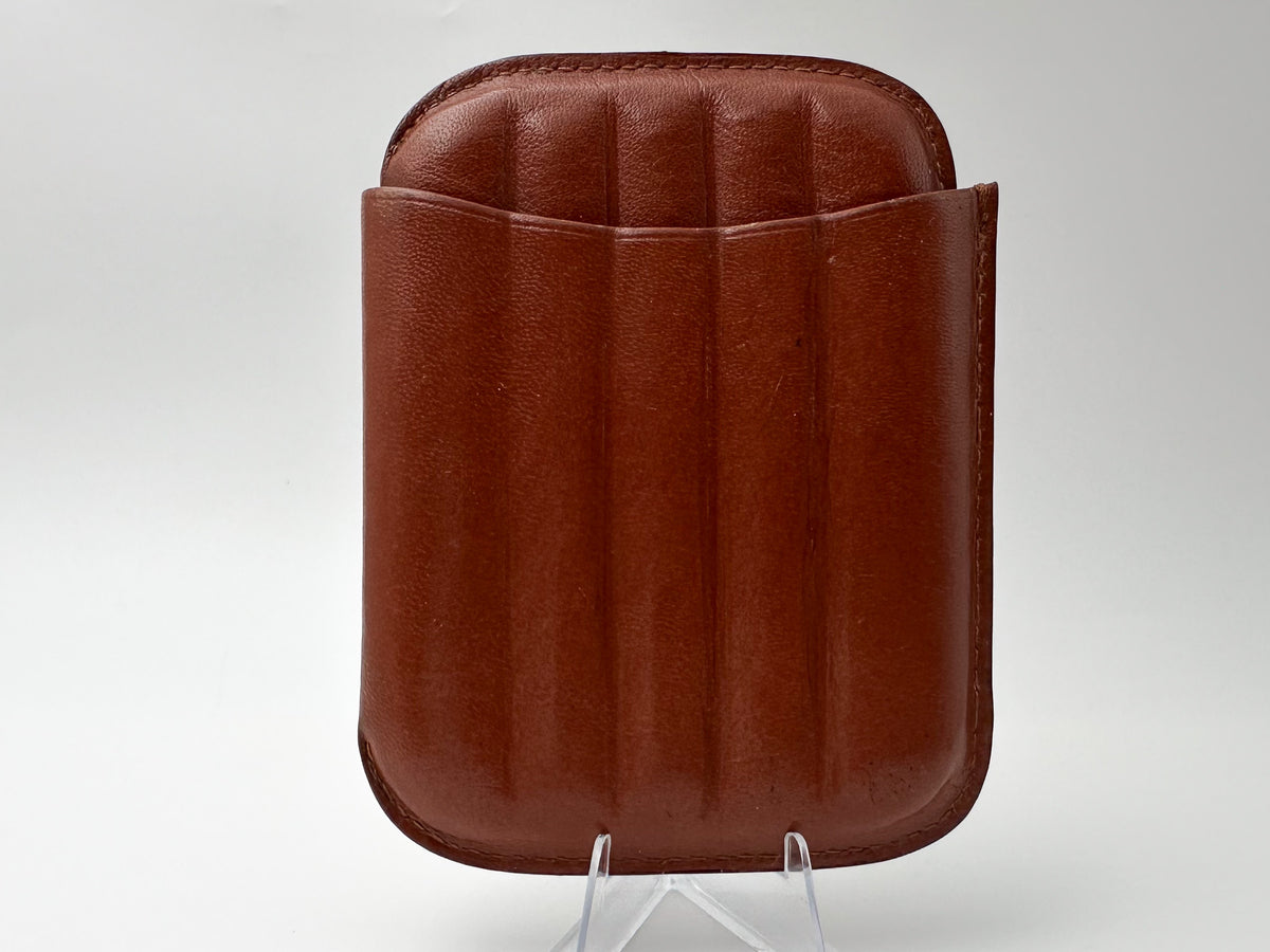 Cigar Case Justus van Maurik Vintage Brown Leather | Telescopic Pocket Cigarillo Holder Tobacciana Dutch