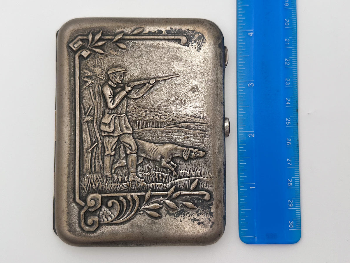 Cigarette Case Hunter and Dog Vintage Soviet | Artel Pobeda Moscow Melchior Tobacciana USSR