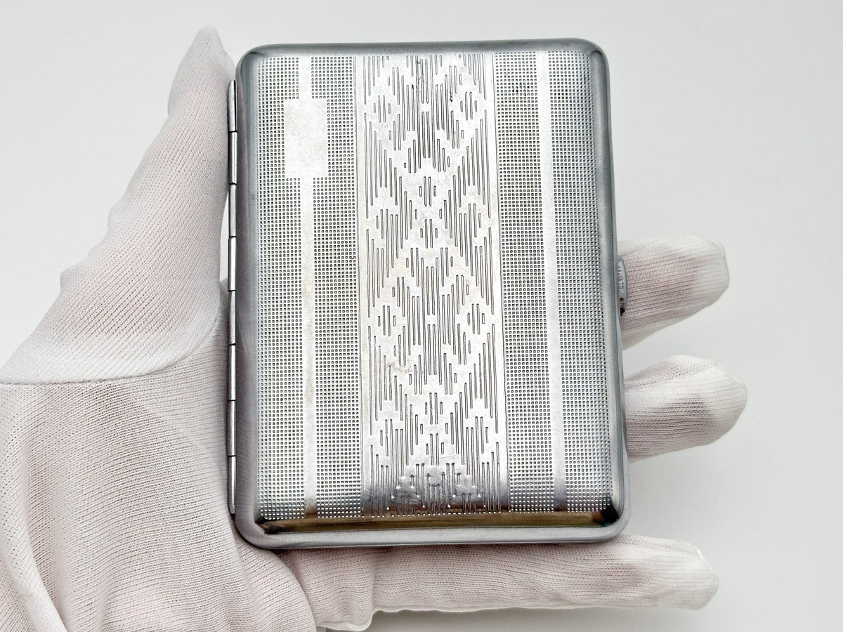Vintage Geometric Embroidery Pattern Cigarette Case | Folk Motif Pocket Box Soviet Tobacciana USSR