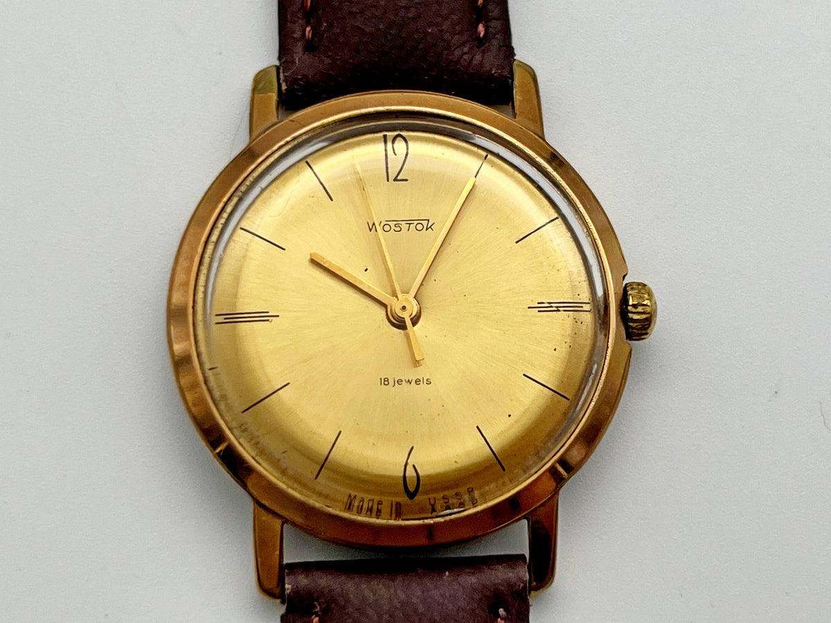 Vintage WOSTOK 2209 AU 20 Ultraslim Gilt Mechanical Wristwatch | Vostok USSR Watch