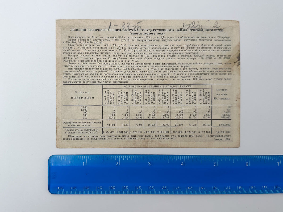 1938 USSR Third Five-Year Plan State Loan Bonds | Vintage Soviet Government Bond Set of 2 (10 & 25 Rubles)