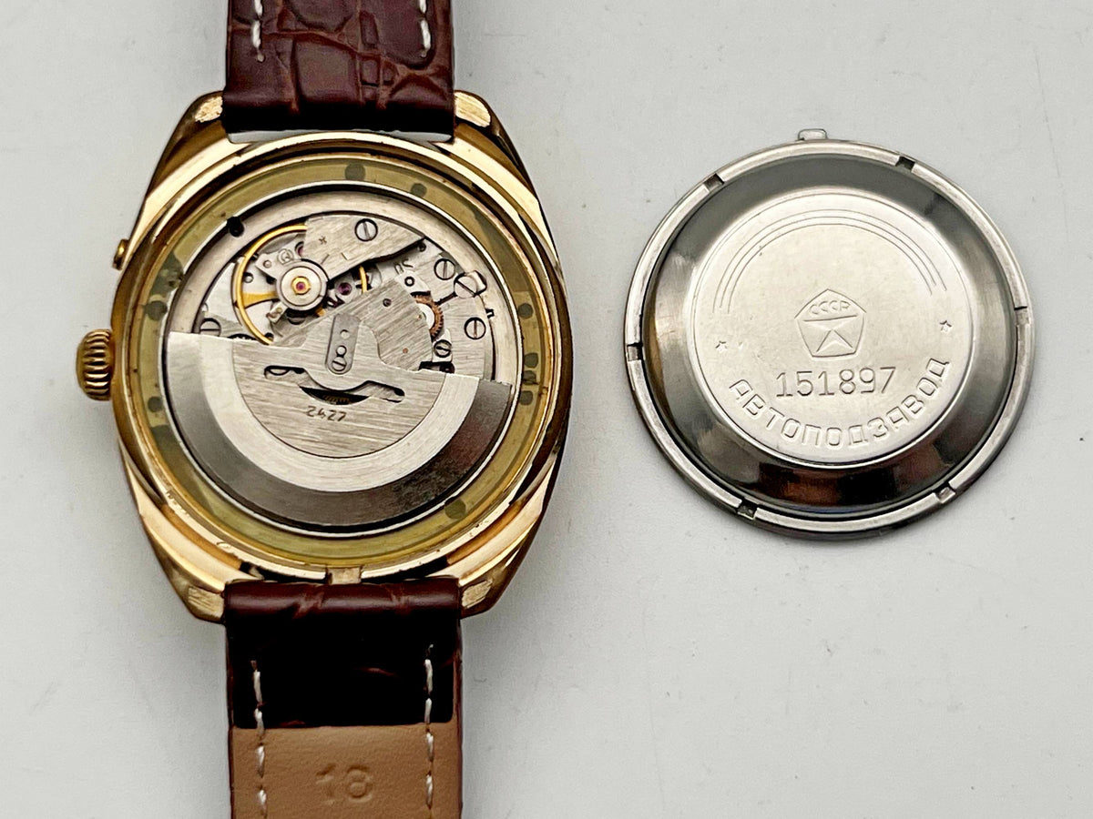 Vintage SLAVA 2427 AU 5 Self-Winding Soviet Mechanical Watch | Gilding  Wristwatch USSR Watch
