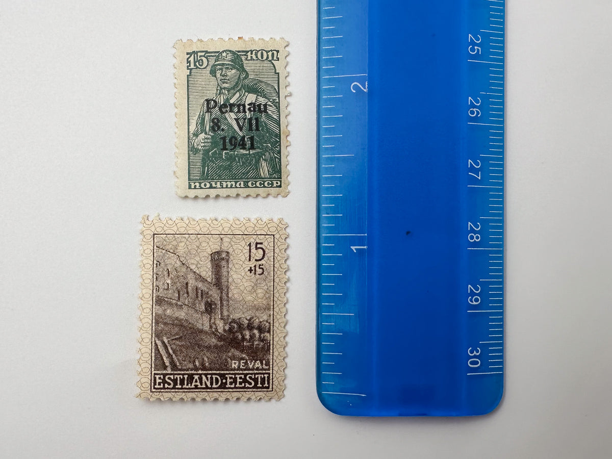1941 Baltic WWII German Local Issue Postage Stamps Collection | Vintage Latvia & Estonia Overprints Set of 11 MH