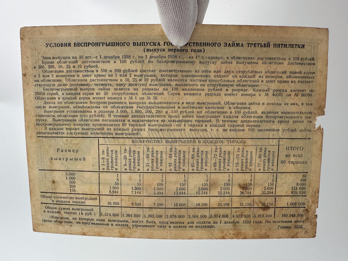 1938 USSR Third Five-Year Plan State Loan Bonds | Vintage Soviet Government Bond Set of 2 (10 & 25 Rubles)