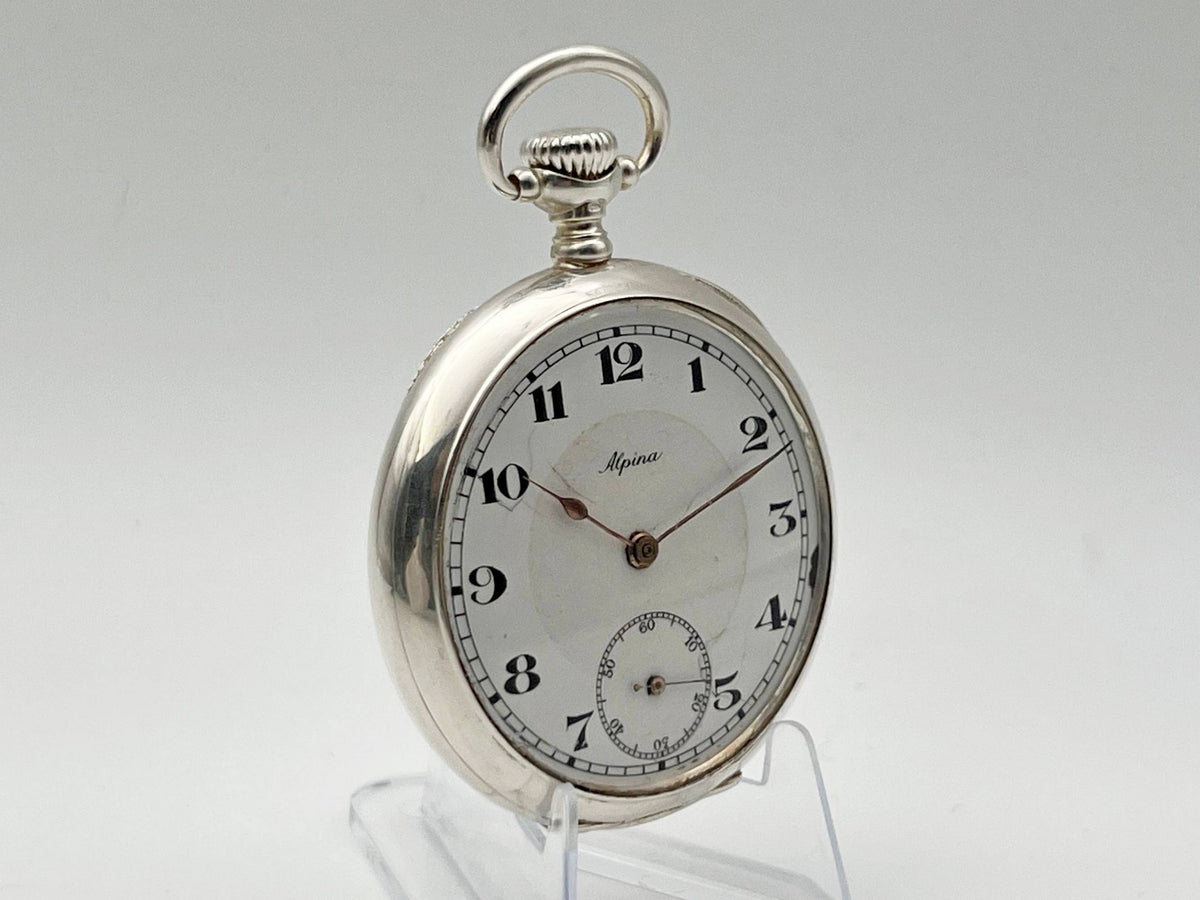 Antique Alpina Swiss Pocket Watch | Silver 800 Mechanical Watch