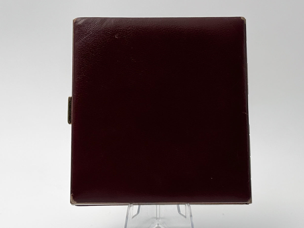 Vintage Cigarette Case Burgundy Leather Brass | Metal Pocket Box Retro Tobacciana