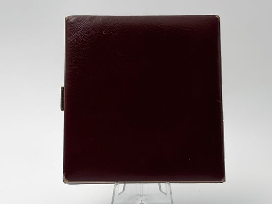 Vintage Cigarette Case Burgundy Leather Brass | Metal Pocket Box Retro Tobacciana