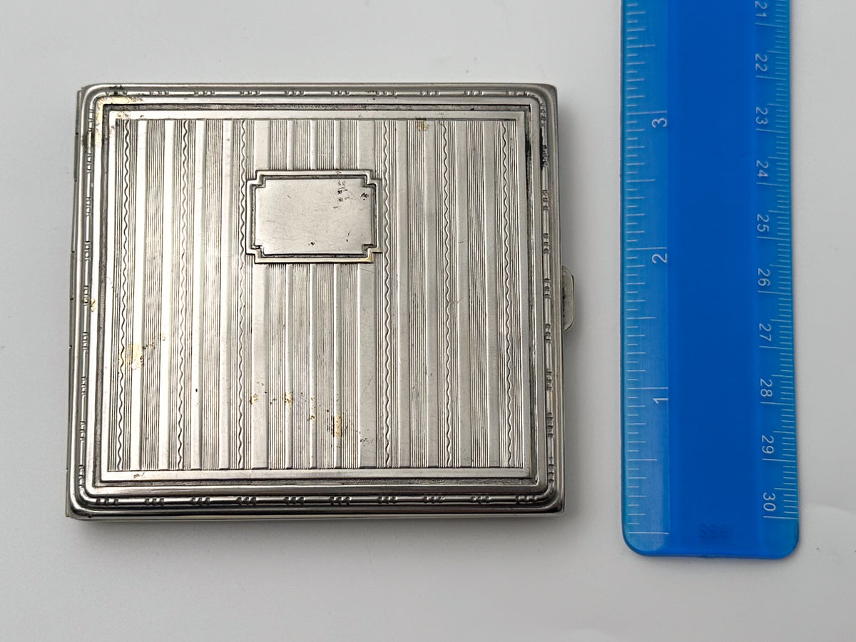 Vintage Art Deco Vertical Stripe Cigarette Case | Classic Geometric Guilloche Pocket Box Tobacciana USSR