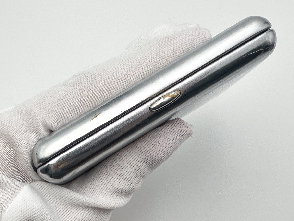 Vintage Geometric Guilloche Soviet Cigarette Case | Rare Metallodetal Plant M.M.P. USSR Silver Tone Diagonal Metal Tobacciana