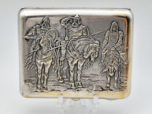 Cigarette Case Three Bogatyrs Vintage Soviet | Kyiv Artel 30 Years of October Tobacciana USSR