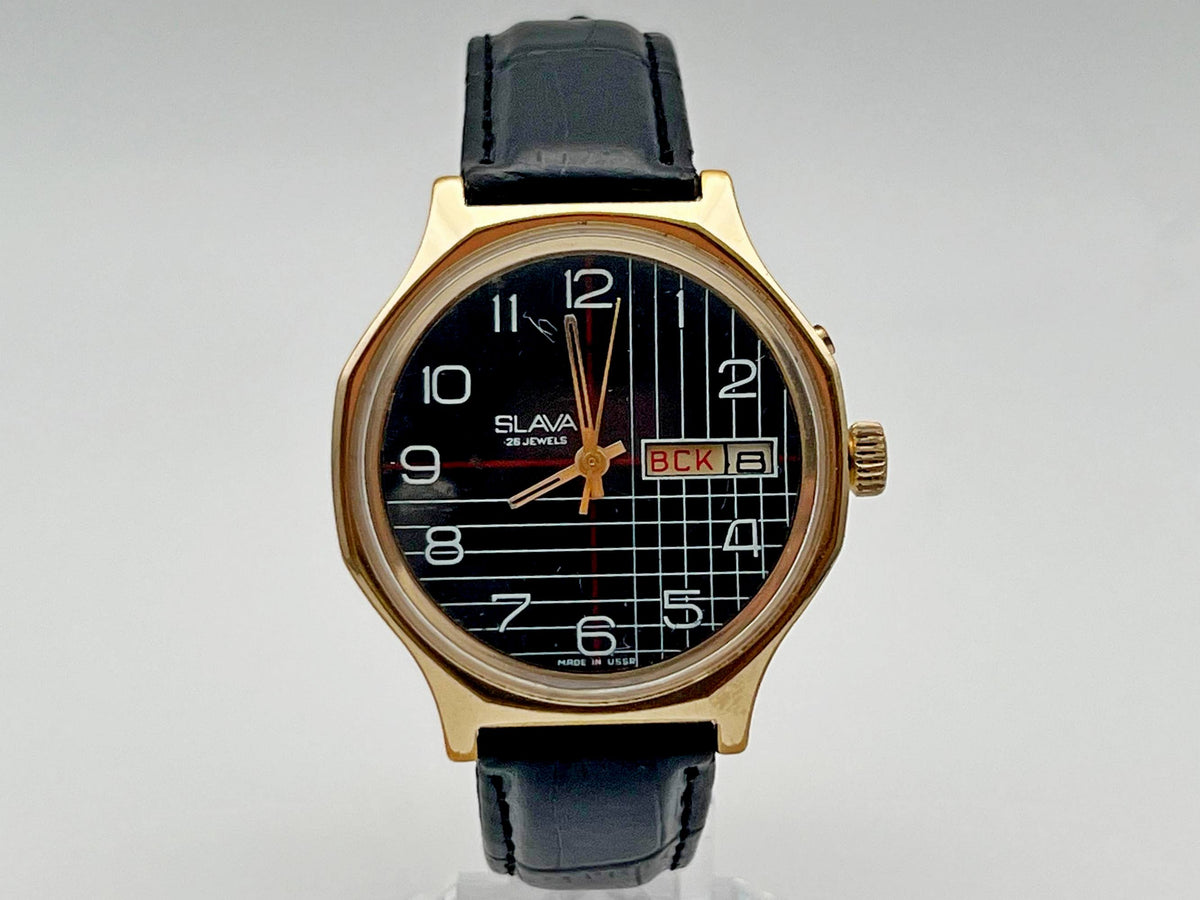 Vintage SLAVA 2428 AU Soviet Mechanical Watch | Gilding  Wristwatch USSR Watch