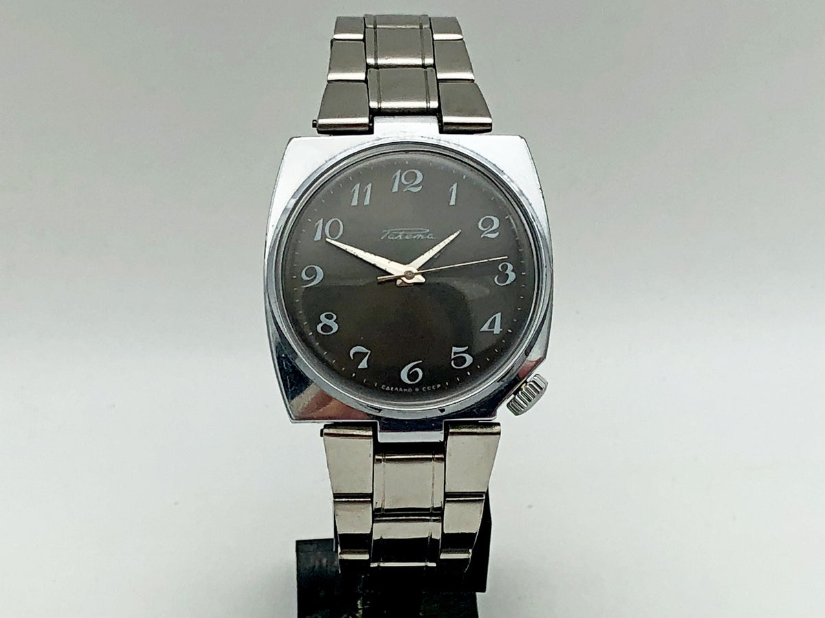 Vintage RAKETA 2609 Jerrycan Soviet Mechanical Wristwatch | USSR PChZ Shockproof Metal Bracelet Men's Watch