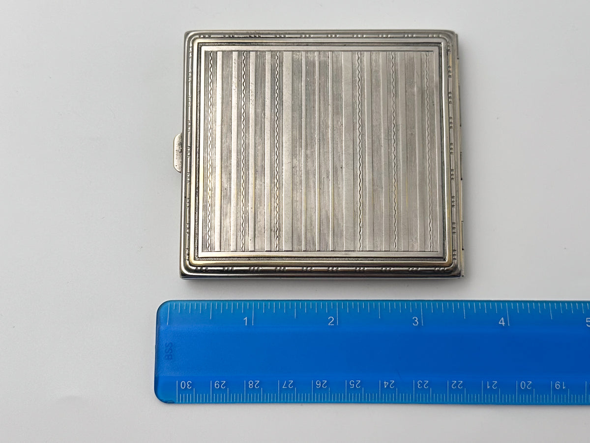 Vintage Art Deco Vertical Stripe Cigarette Case | Classic Geometric Guilloche Pocket Box Tobacciana USSR