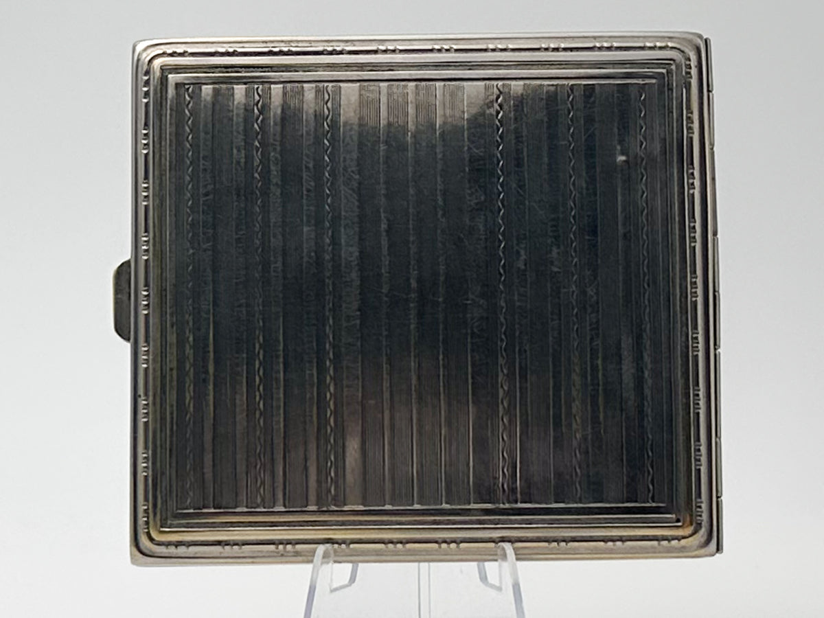 Vintage Art Deco Vertical Stripe Cigarette Case | Classic Geometric Guilloche Pocket Box Tobacciana USSR