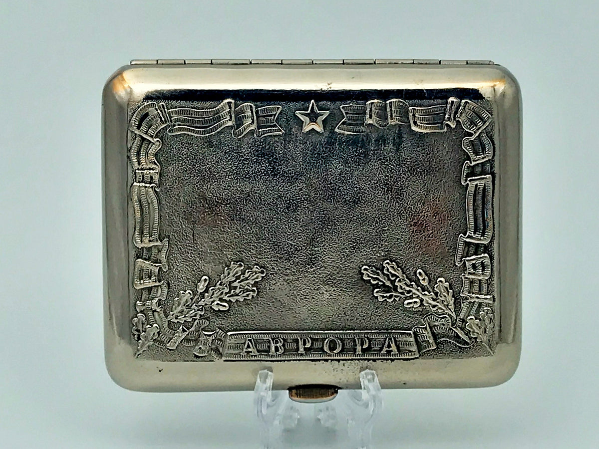 Vintage Cruiser Aurora Cigarette Case | 25 Years of October Relief Pocket Box Soviet Tobacciana USSR