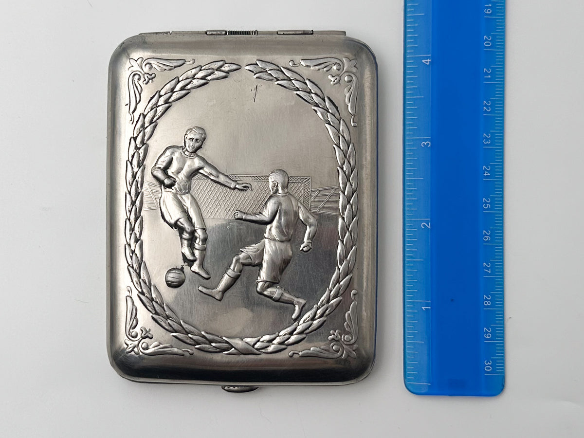 Cigarette Case Football Players Vintage Soviet | Soccer Match Mosshtamp Plant Tobacciana USSR