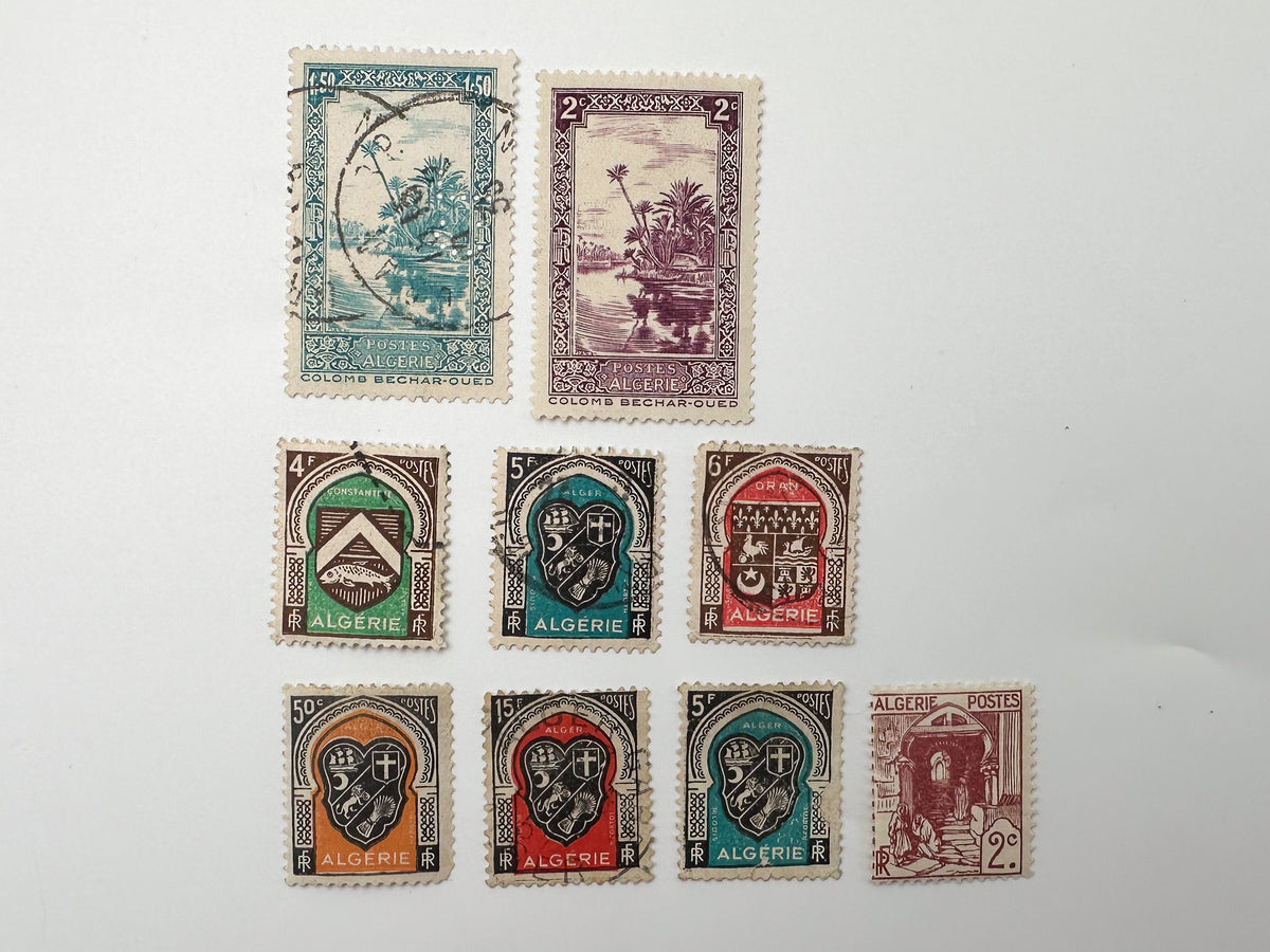 1920–1940s Algeria French Colonial Postage Stamps Collection | Vintage Alger Oran Heraldry Coats of Arms Set of 17 MH