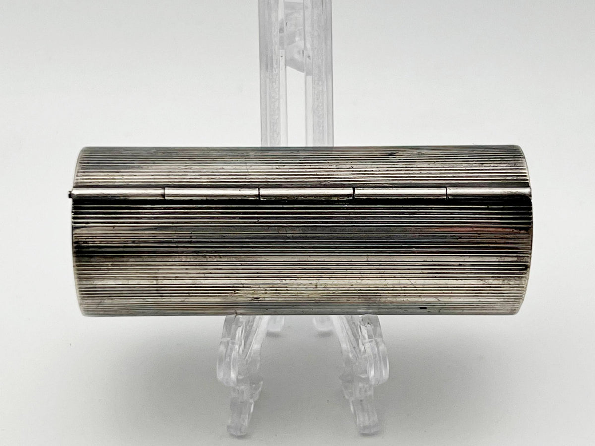 Vintage Silver Plated Mouthpiece Case | Cylindrical Lipstick Cigarette Holder Box Western European Tobacciana