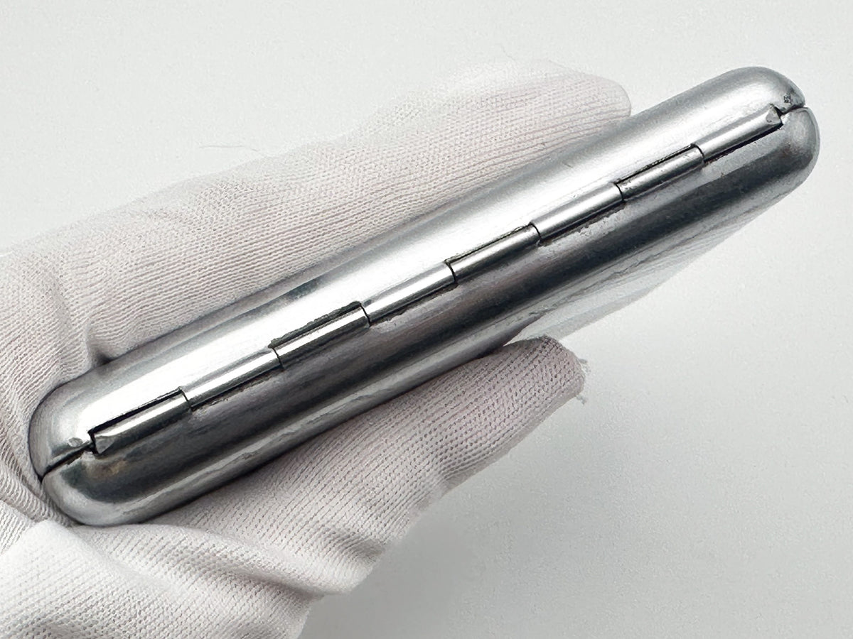Vintage Geometric Guilloche Soviet Cigarette Case | Rare Metallodetal Plant M.M.P. USSR Silver Tone Diagonal Metal Tobacciana