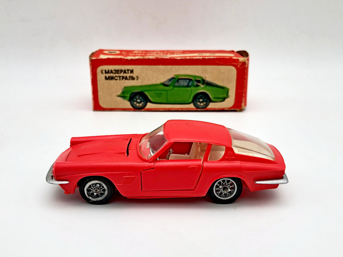 Vintage Maserati Mistral Coupe Model Car with Box | USSR 1:43 Scale Diecast Collectible Remake