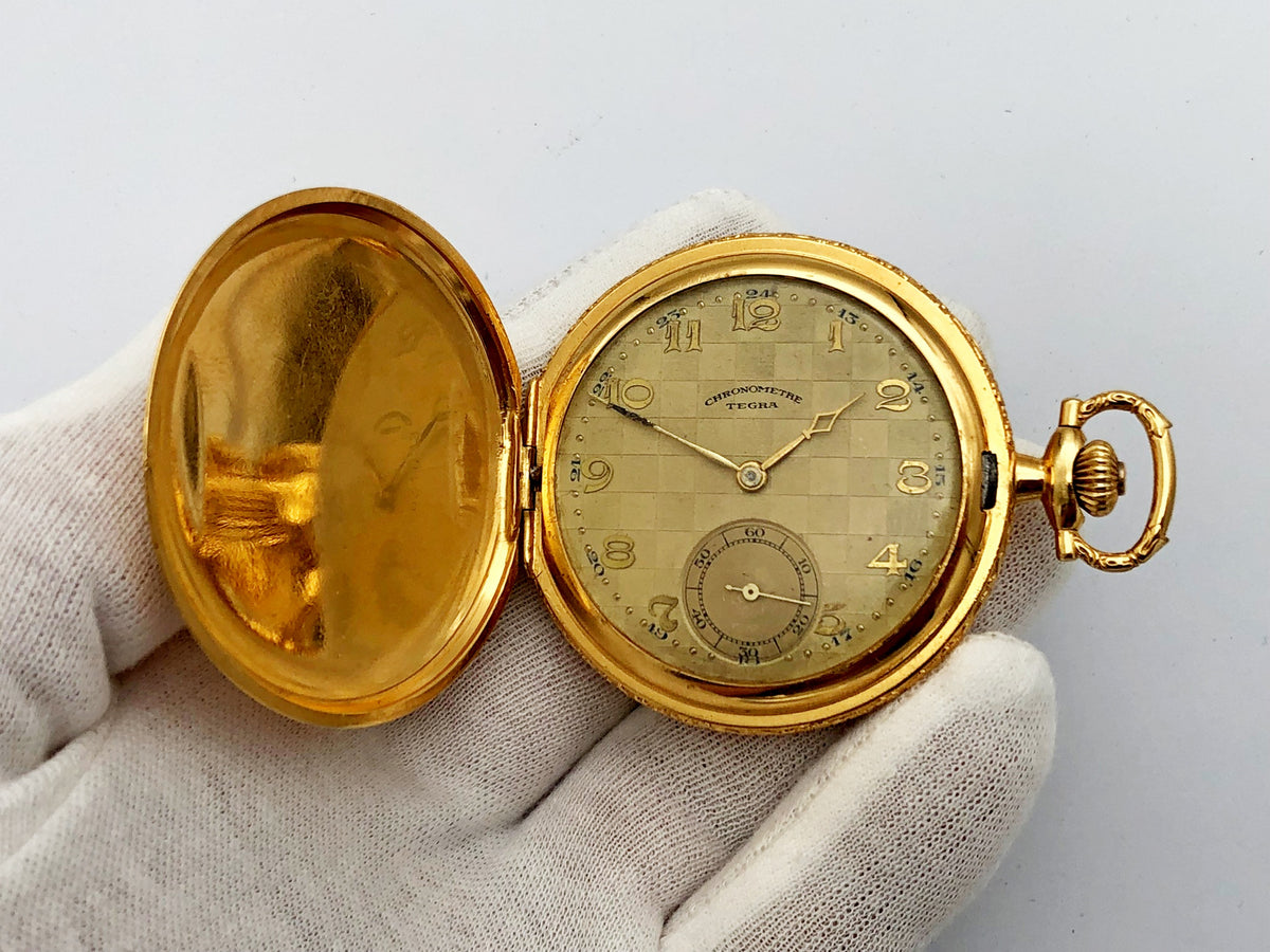 Antique Tegra Chronometre Swiss Pocket Watch | Gold Plated Mechanical Watch