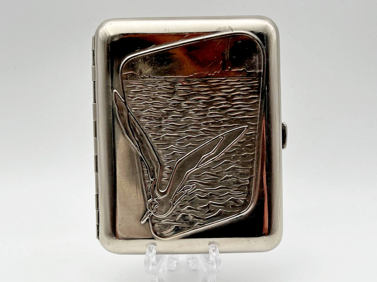 Vintage Seagull Flying Over Sea Cigarette Case | Lenemalier Pocket Box Soviet Tobacciana USSR