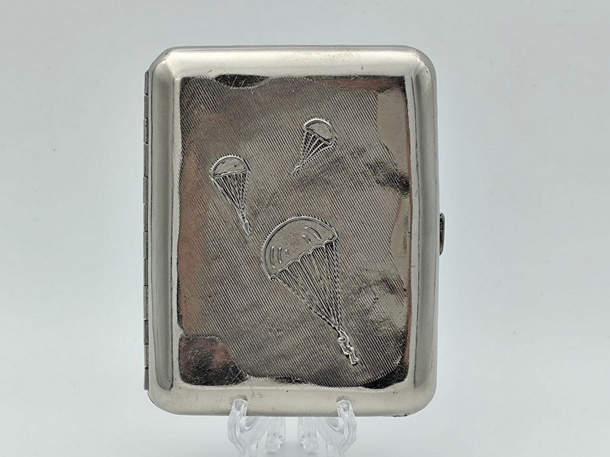 Vintage Airborne Forces Three Parachutists Cigarette Case | Lenemalier Pocket Box Soviet Tobacciana USSR