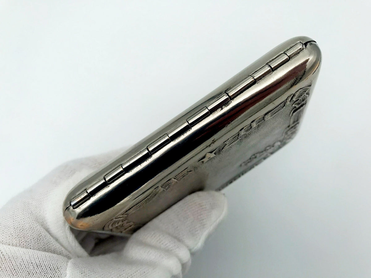 Vintage Cruiser Aurora Cigarette Case | 25 Years of October Relief Pocket Box Soviet Tobacciana USSR
