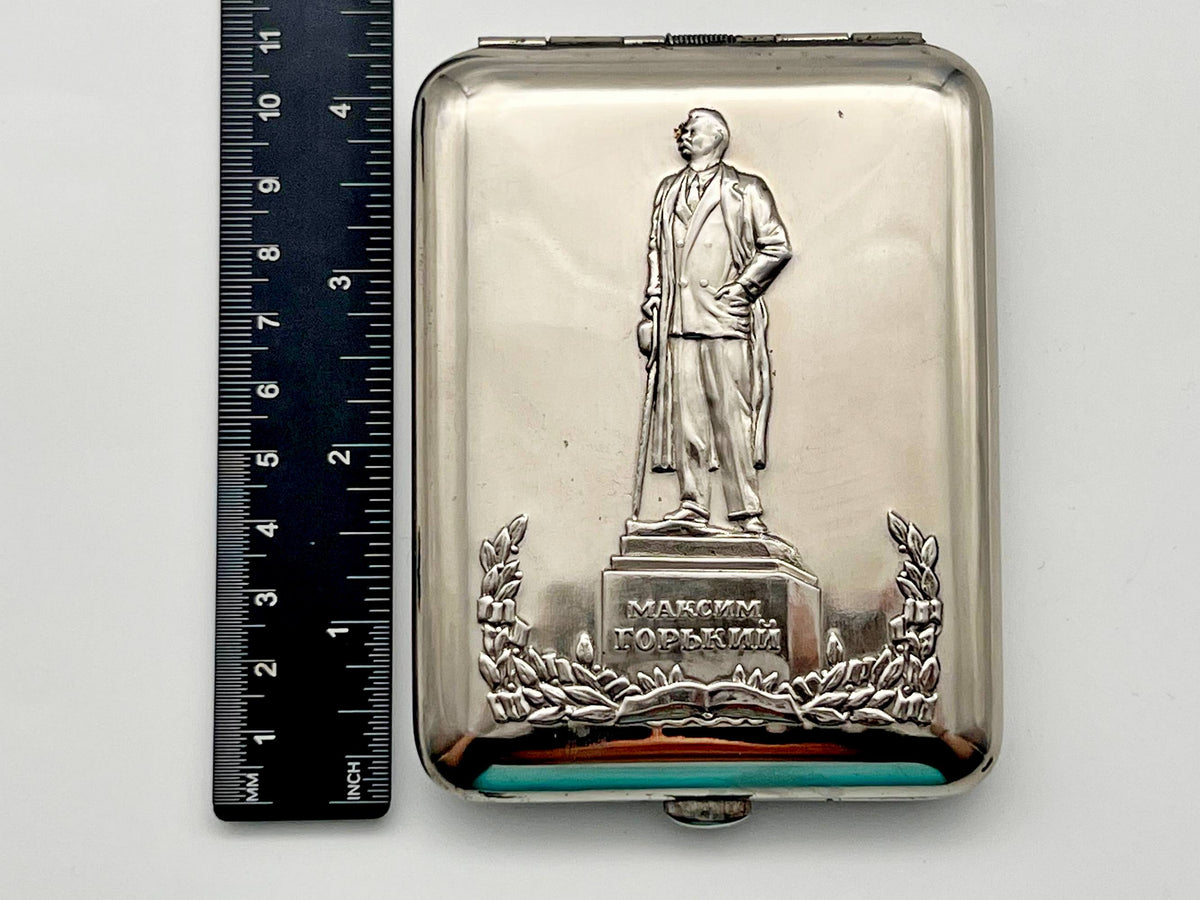 Cigarette Case Maxim Gorky Monument Vintage Soviet | Writer Laurel Branches Tobacciana USSR