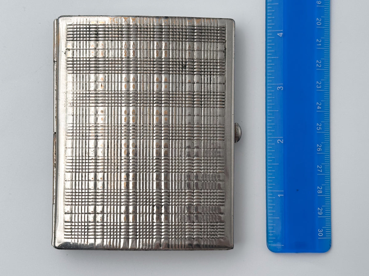 Vintage Art Deco Plaid Grid Cigarette Case | Odessa Sanitas Artel Pocket Box Soviet Tobacciana USSR