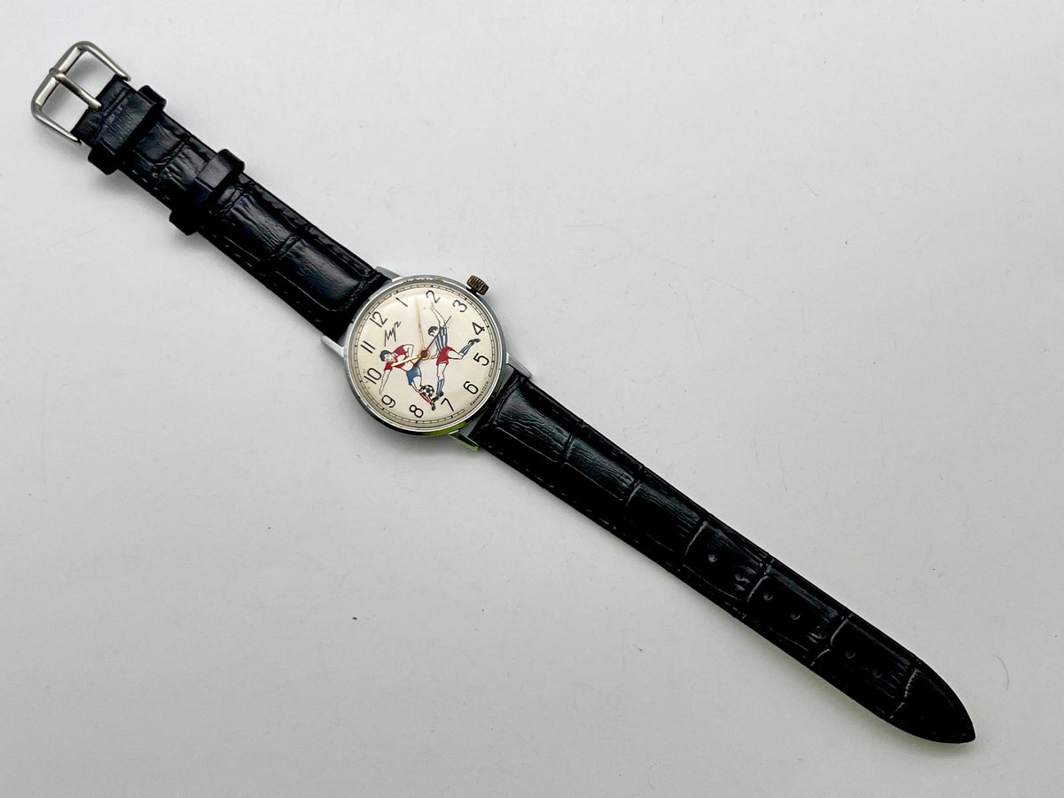 Vintage LUCH 2209 Ultra Slim Soviet Mechanical Watch | Rare USSR Football Soccer Players Dial 23 Jewels Men's Wristwatch