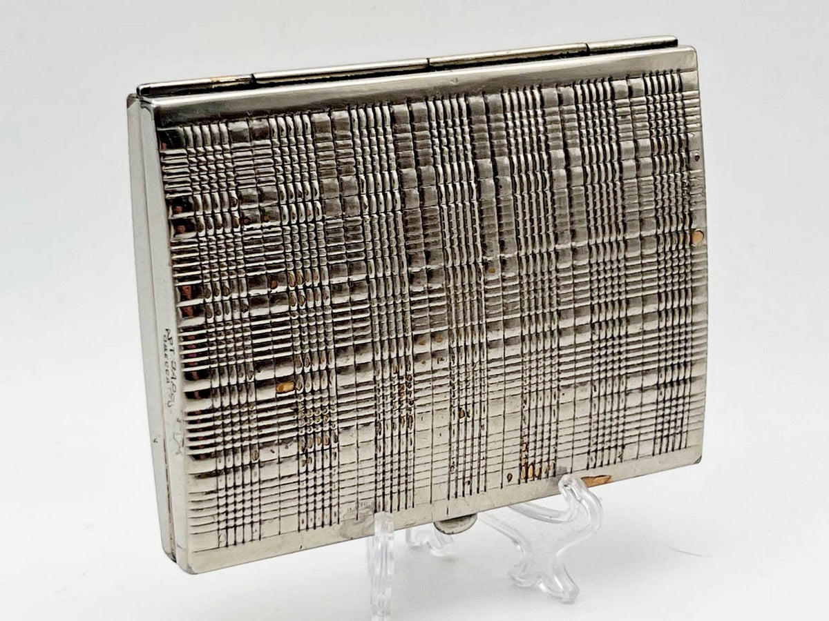 Vintage Tartan Plaid Guilloche Soviet Cigarette Case | Rare Artel Zarya Odessa USSR Metal Tobacciana