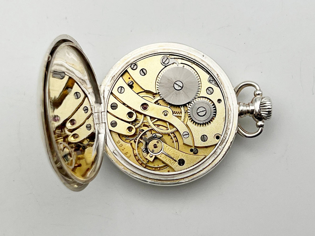 Antique Alpina Swiss Pocket Watch | Silver 800 Mechanical Watch