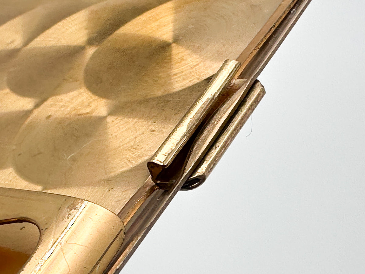 Cigarette Case Kaj Engraved Vintage Gold Tone | Elgin American Mid Century Tobacciana USA