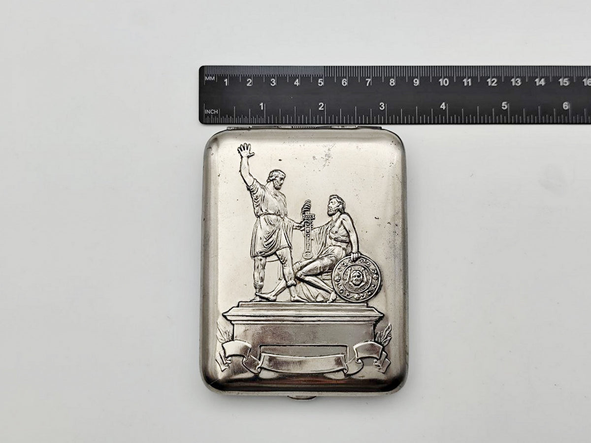 Vintage Minin and Pozharsky Monument Cigarette Case | Mosshtamp Pocket Box Soviet Tobacciana USSR