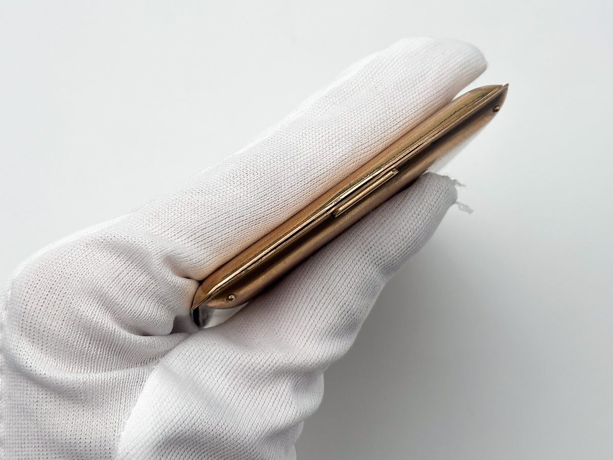 Cigarette Case Kaj Engraved Vintage Gold Tone | Elgin American Mid Century Tobacciana USA