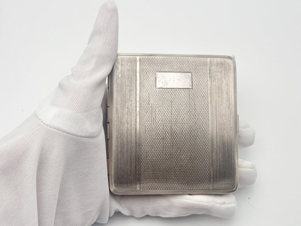 Vintage OES Pisek Geometric Guilloche Cigarette Case | Rare Czechoslovak Power Union Metal Tobacciana