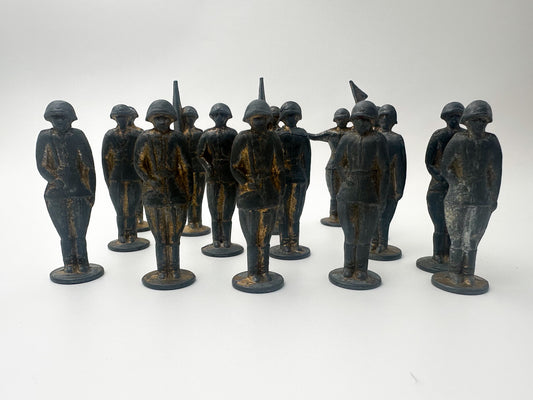 Vintage Soviet Metal Toy Soldiers "Stolbiki" Parade Lot | USSR Cast Figures Set of 15