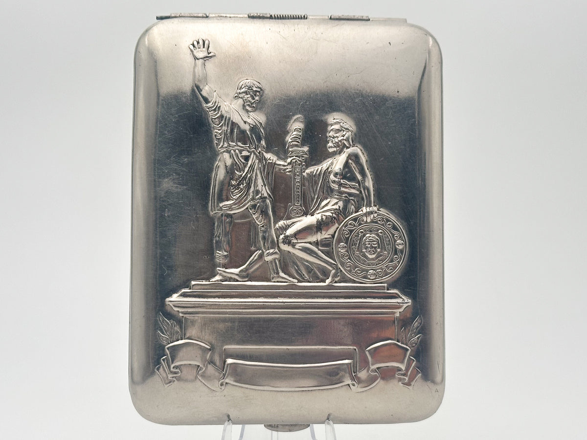 Vintage "Minin and Pozharsky" Soviet Cigarette Case | USSR Moscow Red Square Embossed Metal Tobacciana Monument Souvenir
