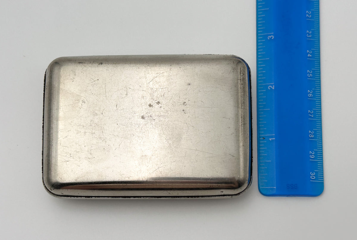 Vintage Floral Engraved Snuffbox | Antique Silver Tone Metal Pocket Snuff Box Tobacciana