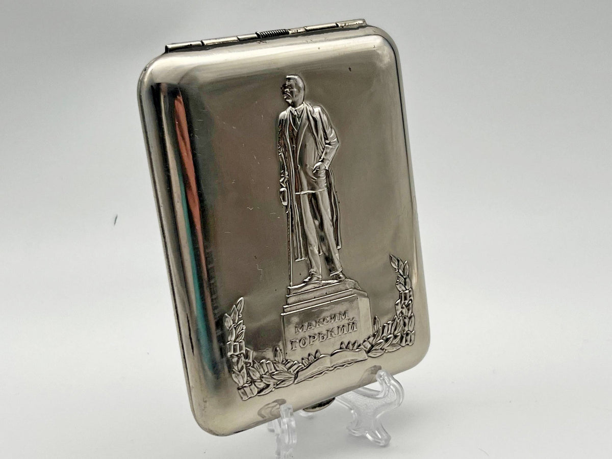 Cigarette Case Maxim Gorky Monument Vintage Soviet | Writer Laurel Branches Tobacciana USSR