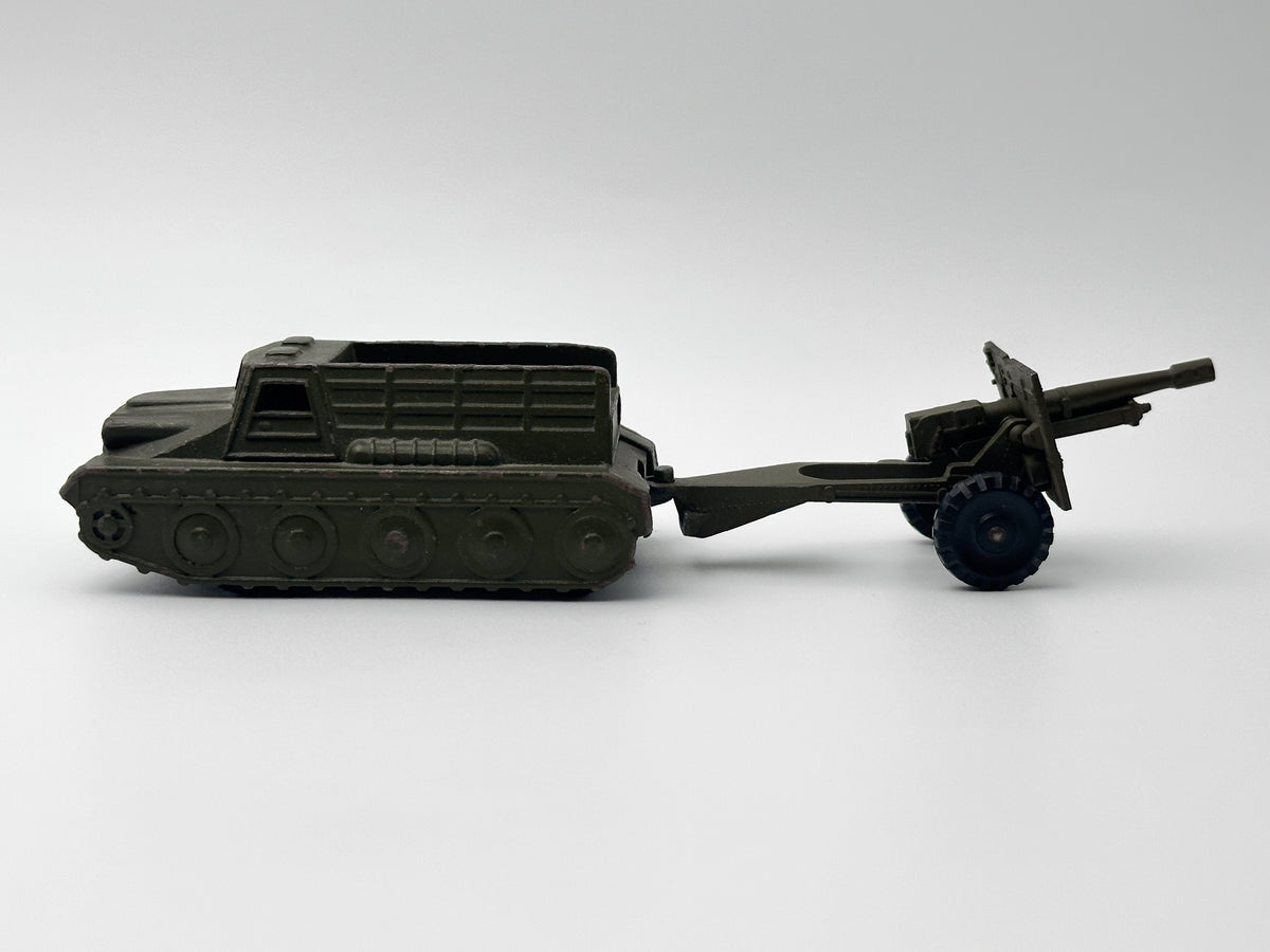 Vintage Soviet Diecast Military Toy Tractor with Anti-Tank Gun USSR 1980s | Tula Cartridge Works TPZ